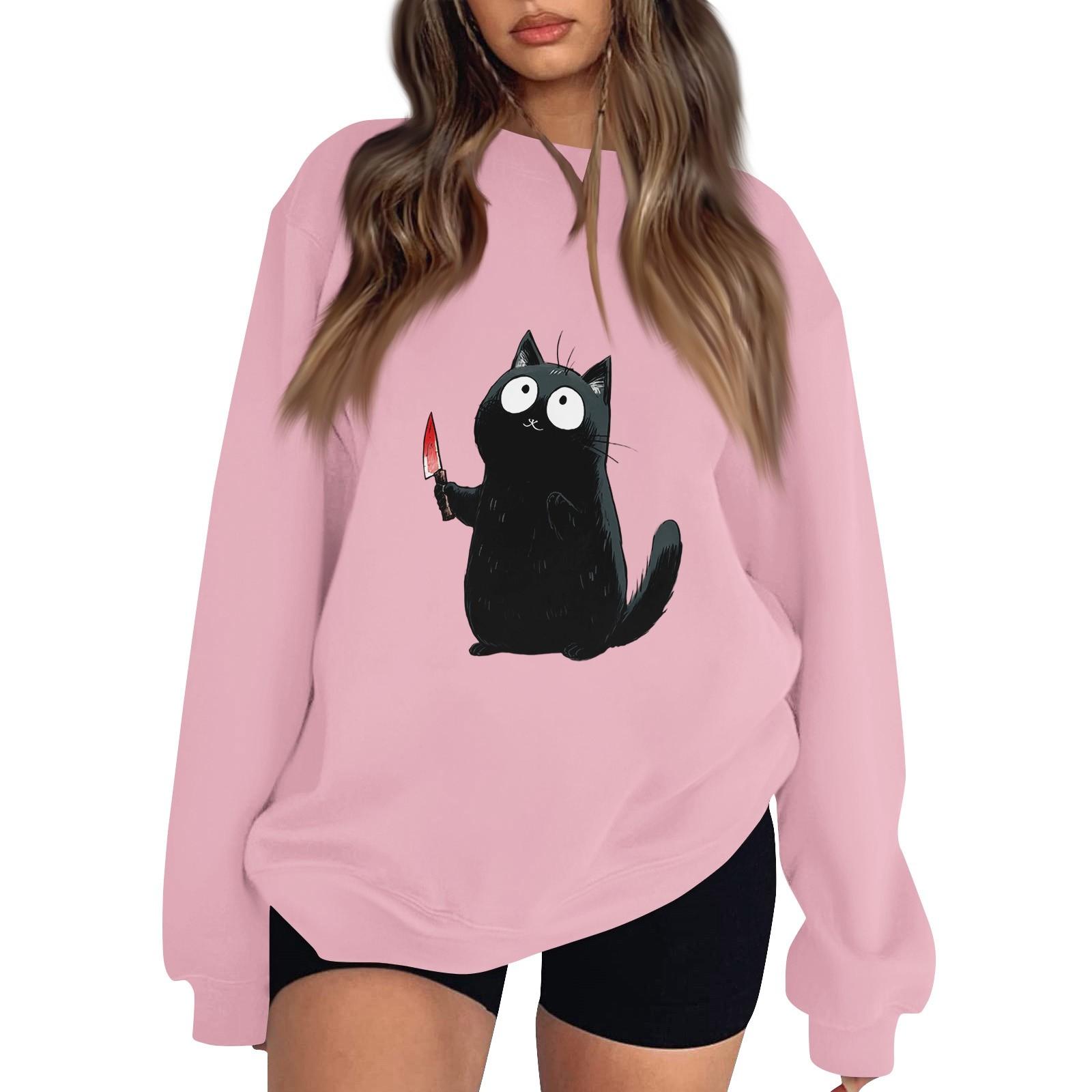 

Женский пуловер с заниженной линией плеча, спортивный свитшот с принтом на Хэллоуин M розовый