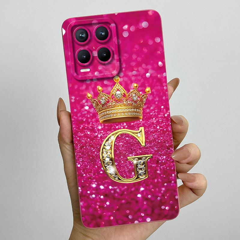 For Realme 8 Pro RMX3085 RMX3081 Fashion Initial Letter Couple Phone Case for Realme8 8Pro 4G Soft Silicone Protective Casing