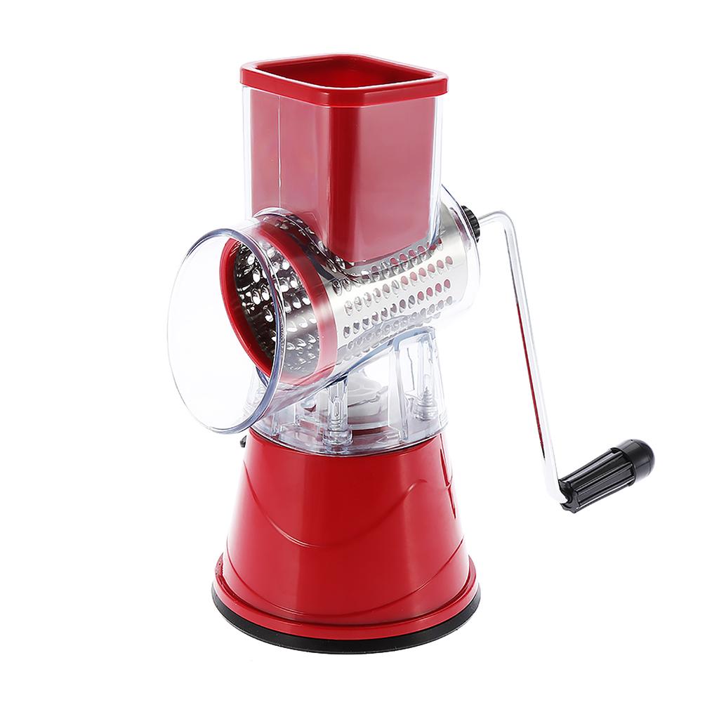 Răzătoare Manuală cu Tambur Rotativ Oțel Inoxidabil Răzătoare Brânză Tăietor Legume Instrument de Feliere Tocător Roșu