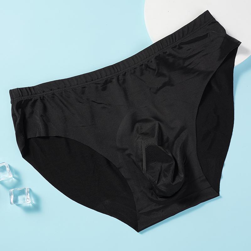3PCS Men's Ice Silk Summer Briefs Transparent Sexy Quick-drying Trendy Breathable Underwear Ultra-thin Seamless Panties