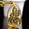 Yellow Crystal Necklace Long Sweater Chain Manjushri Pendant Amitabha Pendant Unisex Gift