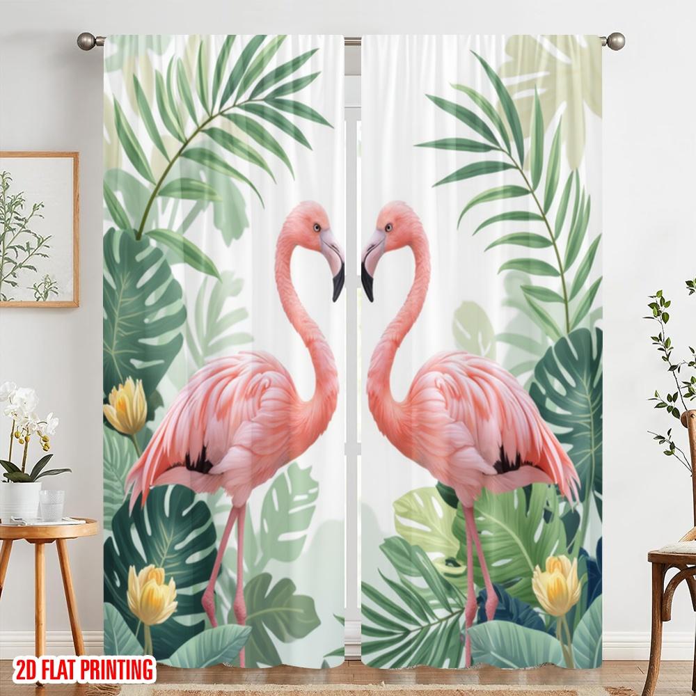 2 Stück, 2D-Flachdruck Beliebte Vorhänge Tropische Liebesvögel Vielseitig Langlebiges Polyester (ohne Stange) Raumdeko für Wohnzimmer,