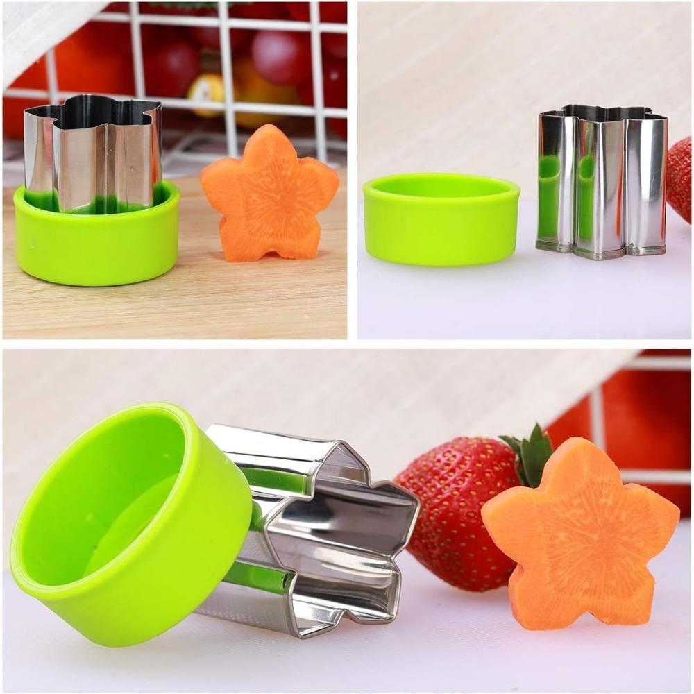 8 Pcs Stainless Mini Pressed Fruit Vegetable Printing Cutting Die for Kids Bento Lunch Sandwich Fondant Cheese Baking Food Prep