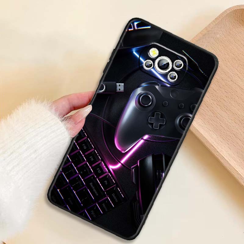 Creative game controller For Xiaomi Mi Poco F3 F4 F5 F6 X3 X4 X5 X6 X7 M3 M4 M5 M6 M7 GT Pro 5G Black Phone Case