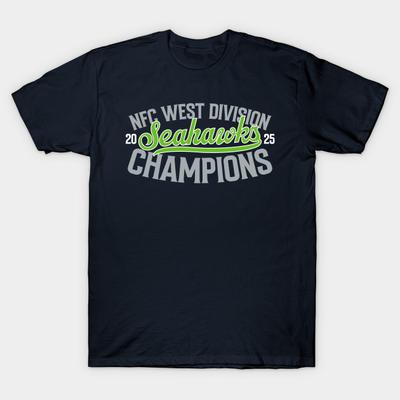 Ανδρικό Μαύρο T-shirt με Εκτύπωση Seahawks Πρωταθλητές NFC Division 2025 Εκτύπωση με Χαρτί Μεταφοράς Χωρίς Κόψιμο Βαμβακερό T-shirt