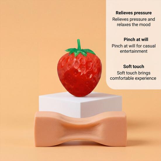 1/2Pcs Red Strawberry Stress Ball Realistic Mini Strawberry Squeeze Fidget Toy Stretchy Simulated Fruit Sensory Toy Party Favors
