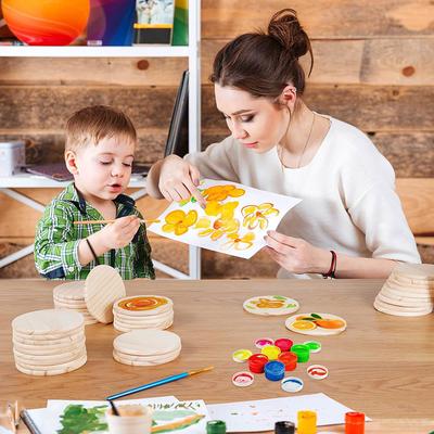 5 Pezzi Sottobicchieri Rotondi in Legno Per Artigianato Fai-da-Te e Decorazioni per la Casa - Diametro 4 Pollici, Materiale in Legno Naturale, Adatti per la Pittura
