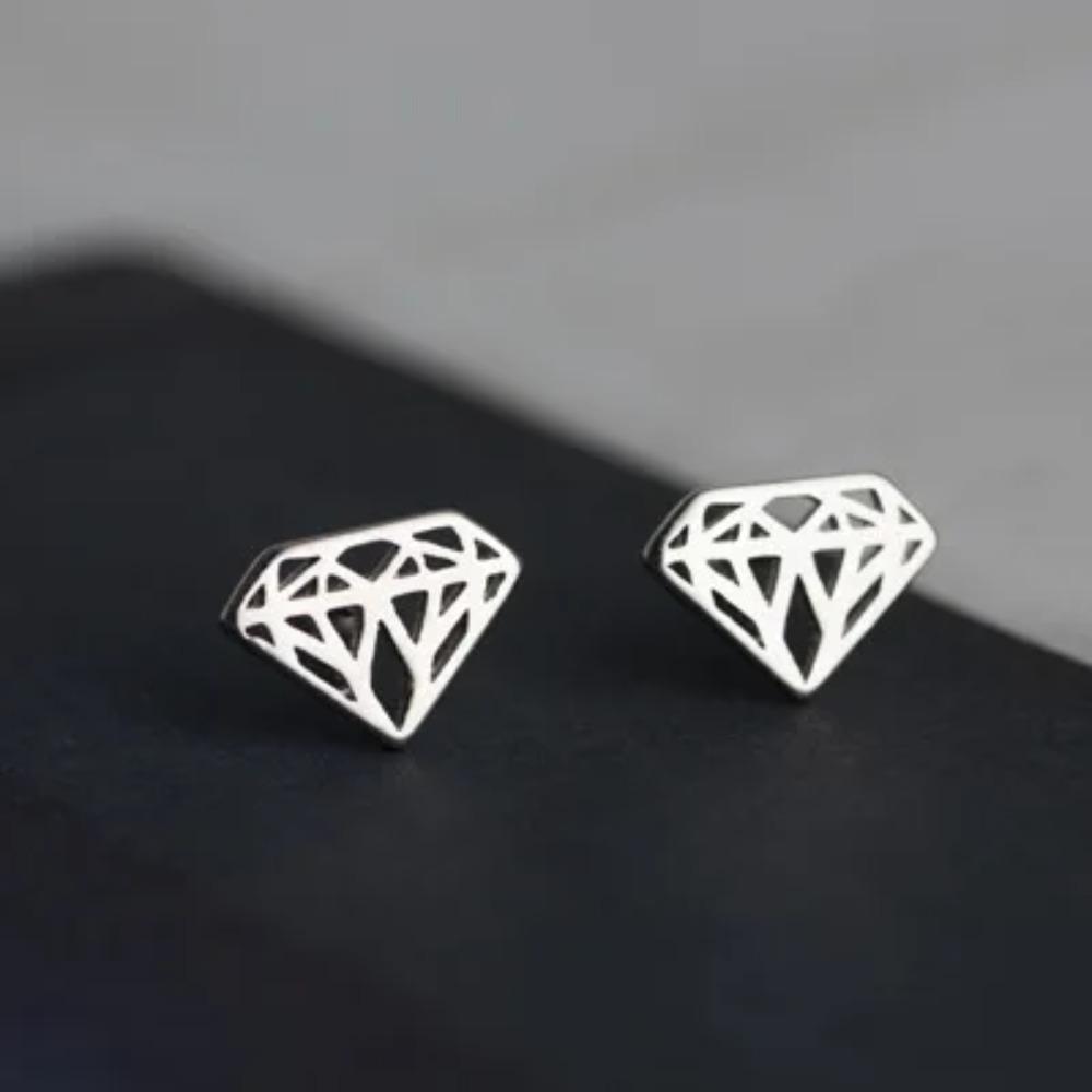 Silver Plated Korean Style Stud Earrings for Women Creative Ear Hole Design Allergy Free Fine Jewelry Accessories