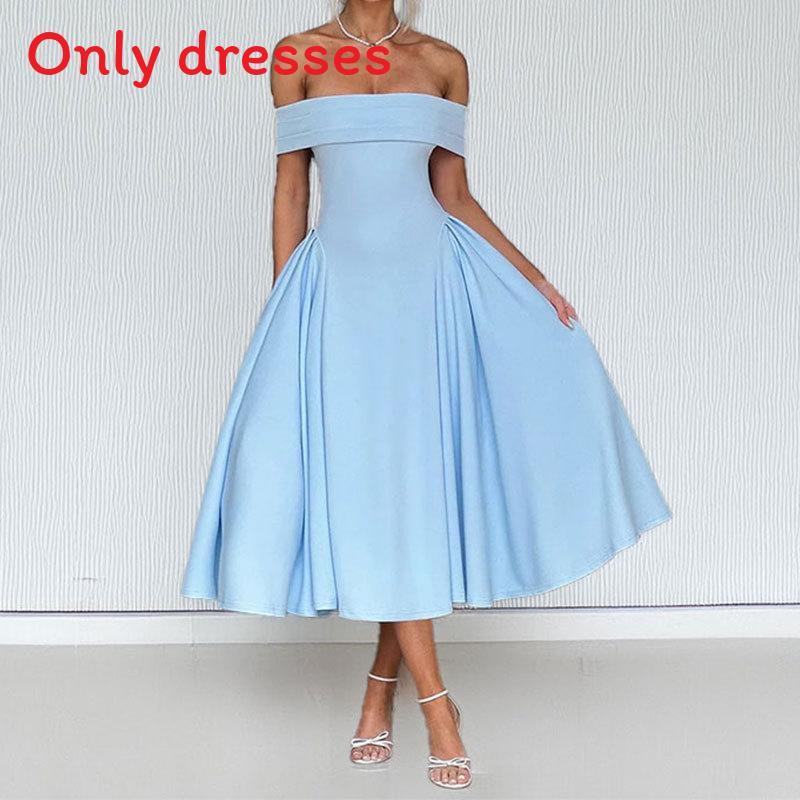 Elegant Off Shoulder A Line Dress With High Waist For Casual And Daily Wear