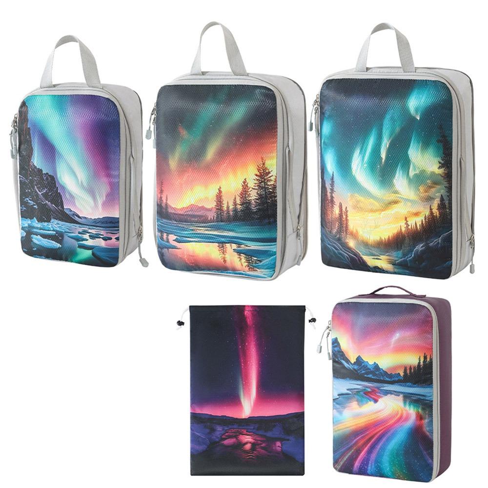 Foldable Travel Storage Bag Large Capacity Compression Packing Cube Printed Travel Organizer  Shoes