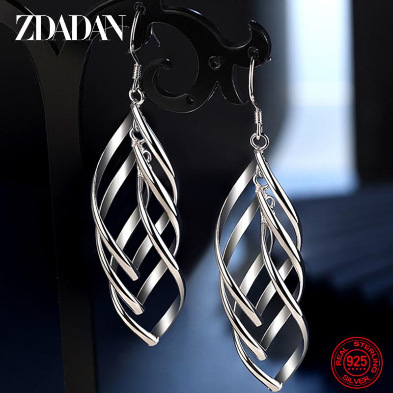 

925 Sterling Silver Long Tassel Multi Layer Twisted Wave Earrings for Women Drop Earrings Fashion Jewelry Accessories