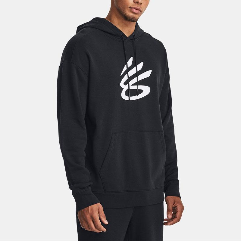 Under Armour Curry Logo Fleece Hoodie Men Tops Black 1380839-001