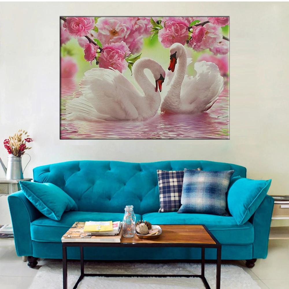 5D DIY Diamond Painting Swans In Love Cross Stitch Kit Mosaic Diamond Embroidery Rose Full Round/Square Drill Home Decoration