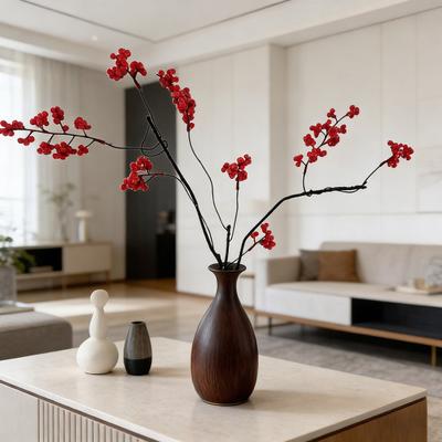 Artificial Holly Berries Long-Lasting Maintenance-Free Realistic Holly Berry Branches Bright Red Festive Home