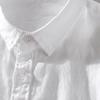 Men's White Cotton Linen Short-Sleeve Shirt - Casual Summer Wear