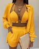 2025 Sexy Swimsuit Summer Fashion Solid Color Printing 3 Piece Suit Women