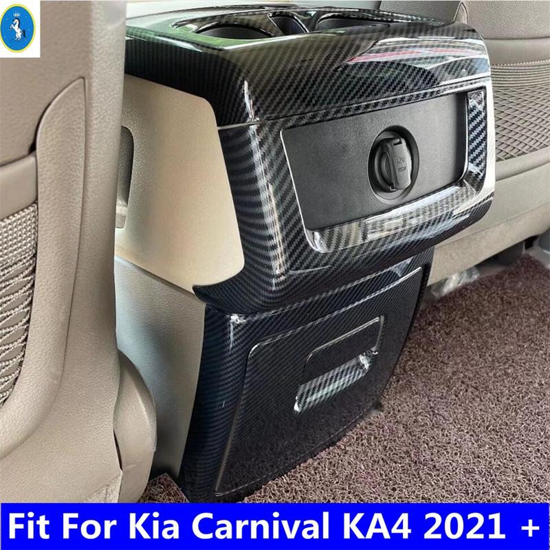 Carbon Fiber Look For Kia Carnival KA4 2024 Car Accessories ABS Rear Armrest Air Vent Outlet Cover Trim