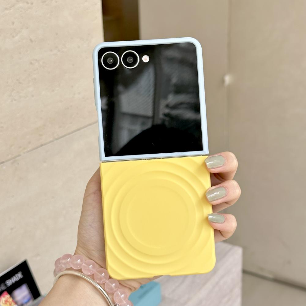 

For Samsung Galaxy Z Flip 3 4 5 6 7 Case Magsafe Ripple Pattern Contrast Color Block Foldable Matte Anti-Slip Grip Cover Galaxy Z Flip3 5G