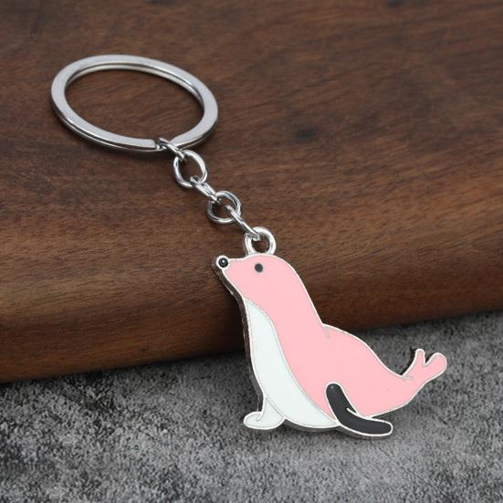 Keychain with Seal Pendant Lightweight Portable Keyring Creative Design Multiple Colors