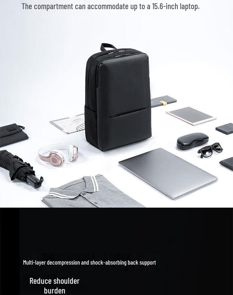 Mi Classic Business Backpack 2: Double Compartment, Shockproof, Large Capacity, Wear-Resistant Laptop Travel & School Backpack.