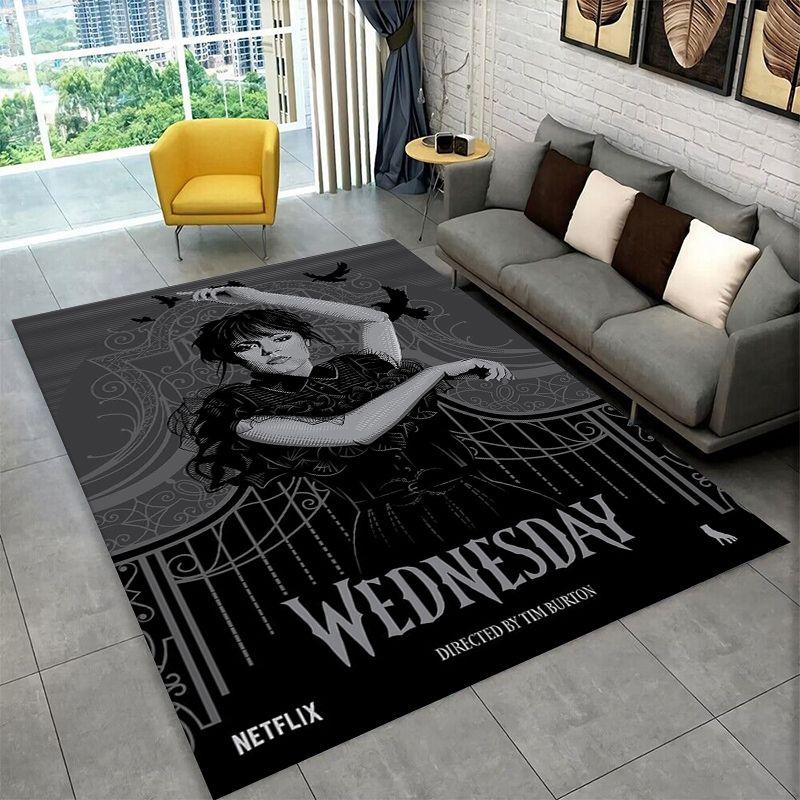 Tappeto Antiscivolo Classico W-Wednesday TV per Soggiorno, Camera da Letto, Sala Giochi, Tappeto Morbido per Pavimento Tappeto Arredamento Casa Tappeto Stanza Bambini Regalo