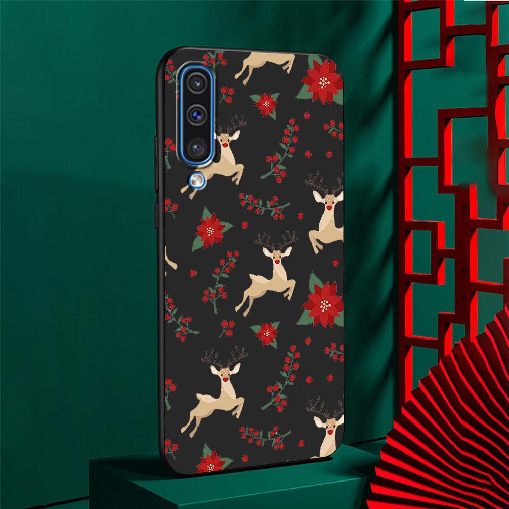 Jul Nyttår Gaver Elg Snø Deksel for Samsung Galaxy A50 A10 A70 A30 A20e A40 A20s A10s A10e A90 5G Mykt Svart Telefondeksel