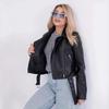 Damen Slim Fit PU-Leder Motorradjacke mit schrägem Reißverschluss