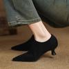 Krazing Pot Sheep Suede Autumn Winter Shoes Stiletto Med Heels Size 43 Size 42 Pointed Toe Concise Style Deep Mouth Pumps