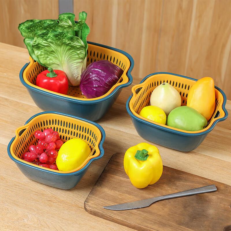 Huihuang Double-Layer Plastic Vegetable & Fruit Washing Basket