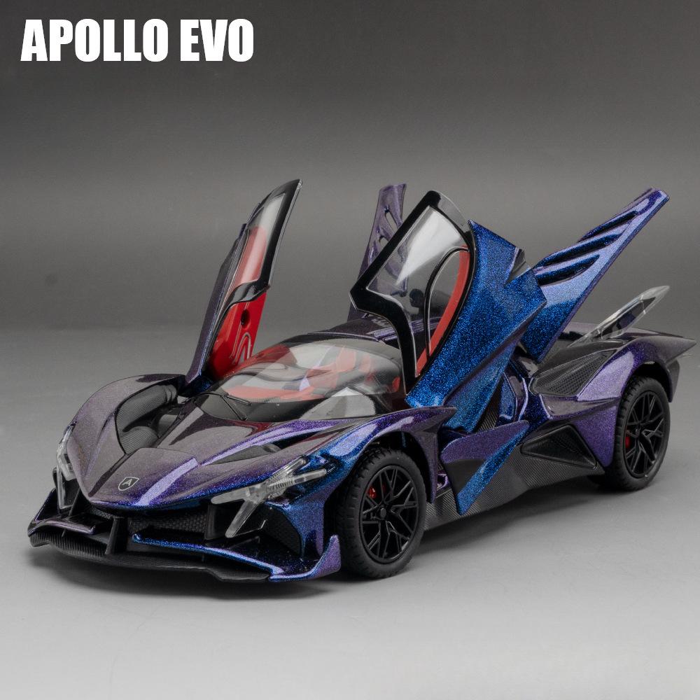 

1/24 масштаб Apollo EVO сплав спортивная модель автомобиля металл литой имитация с инерционным звуком световые транспортные средства для мальчиков подарок на день рождения фиолетовый
