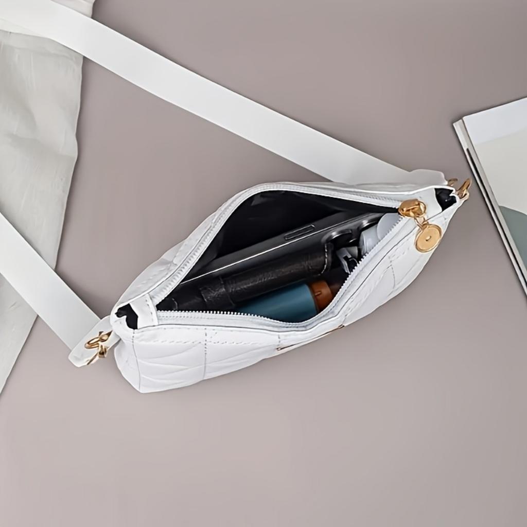 2025 Nová Módní Pruhovaná Kabelka přes Rameno/Crossbody, Vynikající Kovové Doplňky Zapínání na Zip, Multifunkční Cestovní Kvalitní Taška pro Každodenní Použití