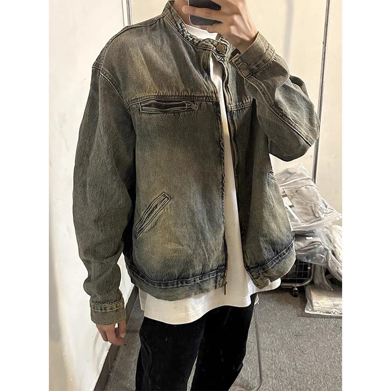 American High Street Retro Washed Old Denim Jacket for Men Spring and Autumn New Style Street Loose Casual Workwear Jacket Trendy