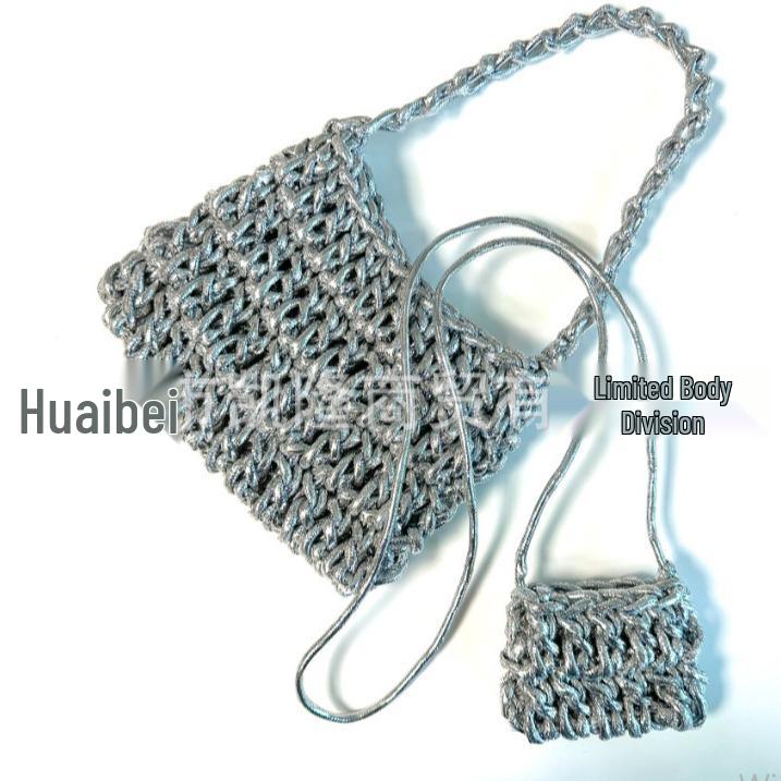 3mm Round Gold/Silver Hand-Woven Crochet Cord with Core and Silver Thread for Decoration