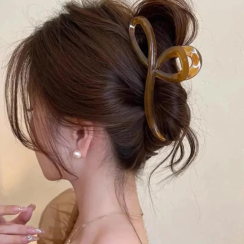 Jelly Colored Bow Grip Clip Sweet Ornament Back of Head Hair Shark Clip Simple Large Hair Clips Hairpin Fashion Hair Accessories