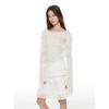 Thelight White Asymmetrical Multiple Stitching Long Sleeve T-shirt Female 2024 Early Autumn New Arrival Lace Smock Top