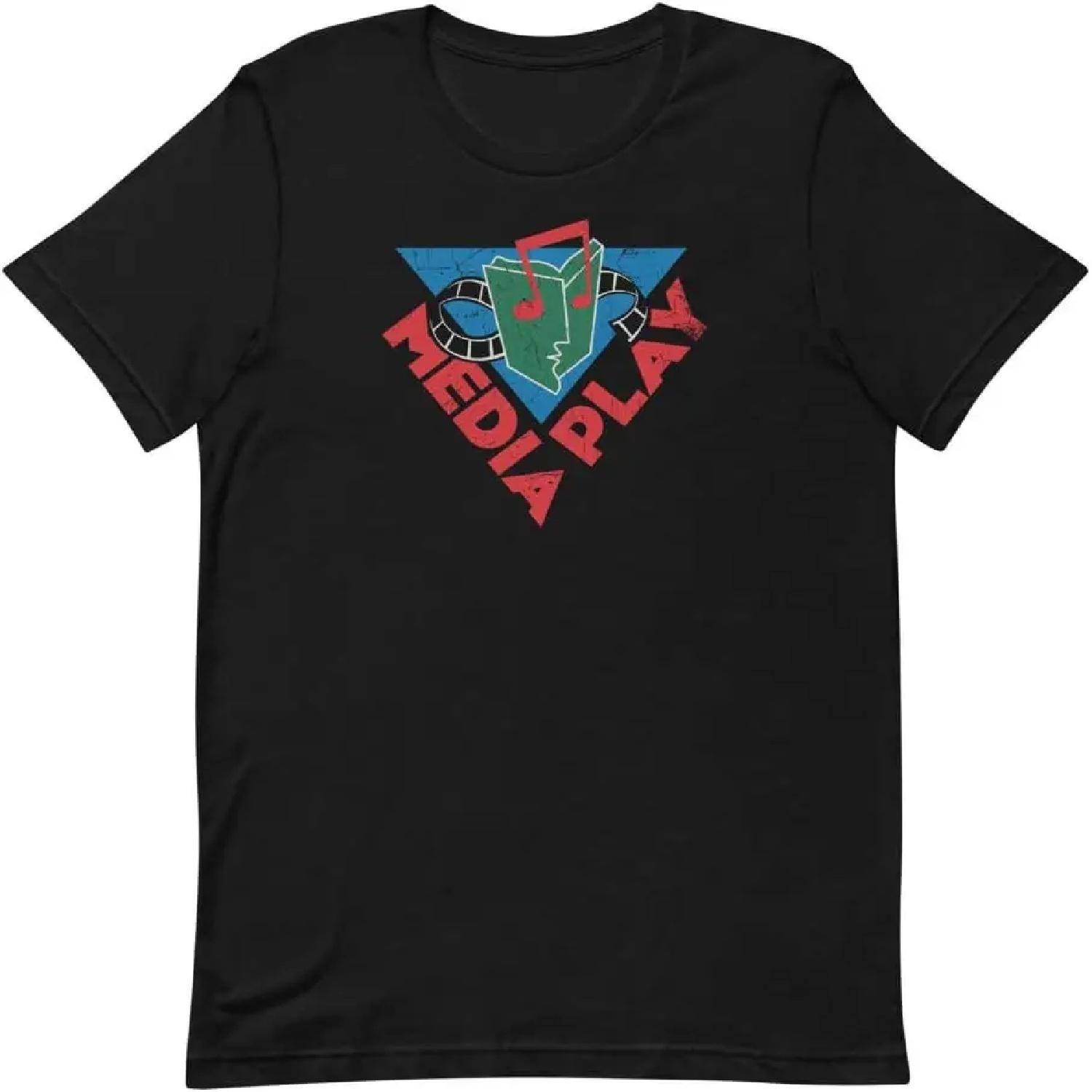 

Media Play Music Movies Books Games Short-Sleeve Unisex T-Shirt Retro Tees Black S чёрный