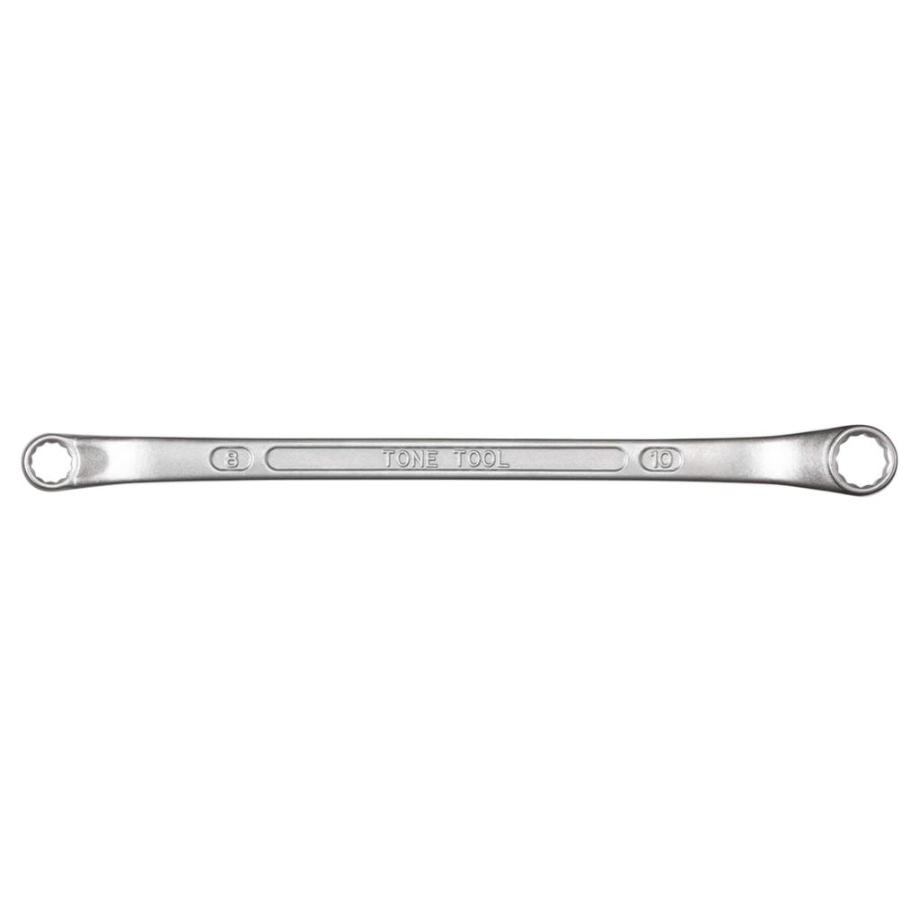 TONE Long Mechanic Open End Wrench x 8mm x 10mm Flats (45° 10°), M44-0810,