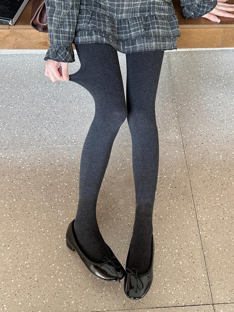 Collant a Maglia a Righe Donna 2025 Nylon Monocolore Vita Alta Elastici Slim Collant Invernali High Streetwear Y2K Calza