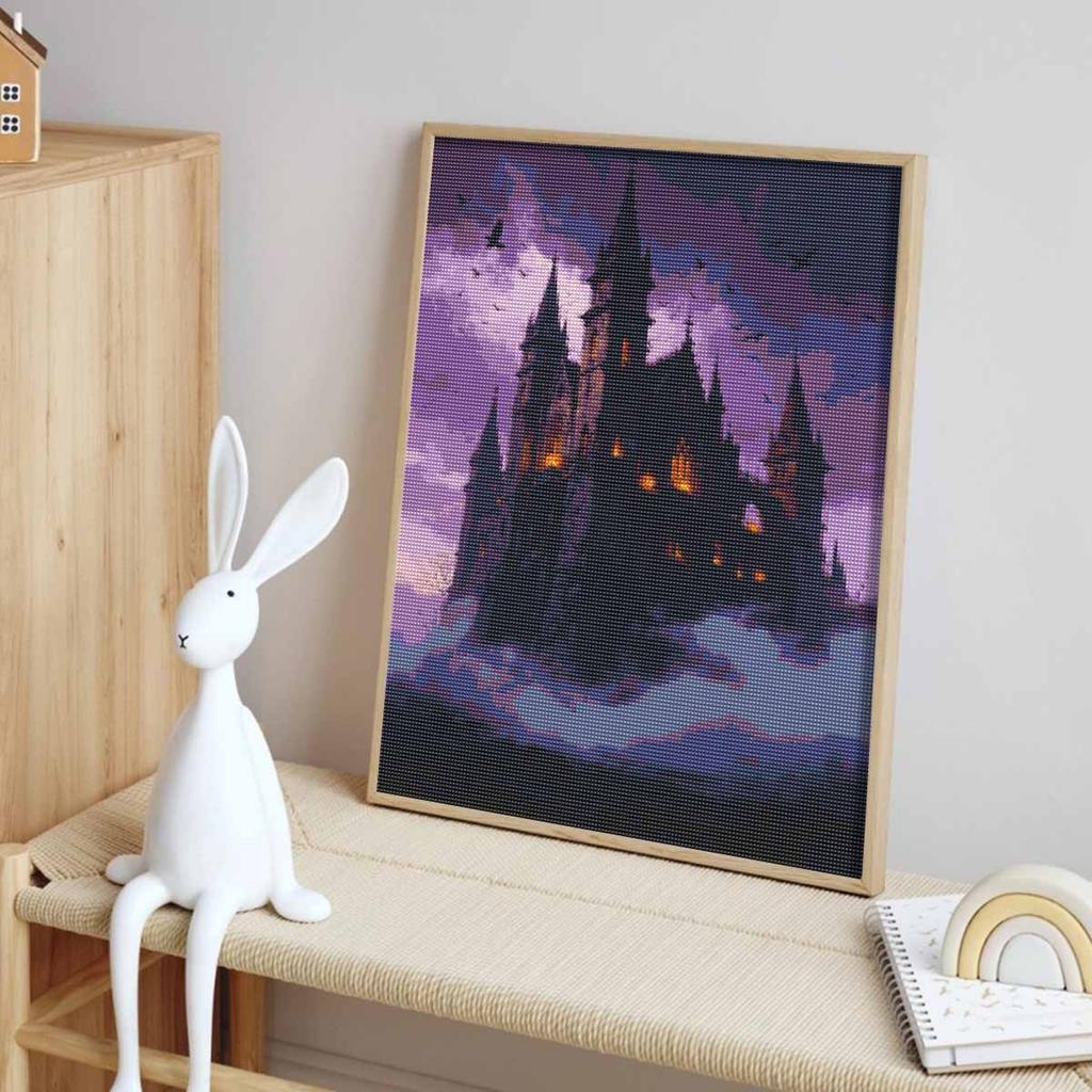 Halloween diamond painting kit handmade diy painting home decoration painting gothic castle mystery night sky art decor