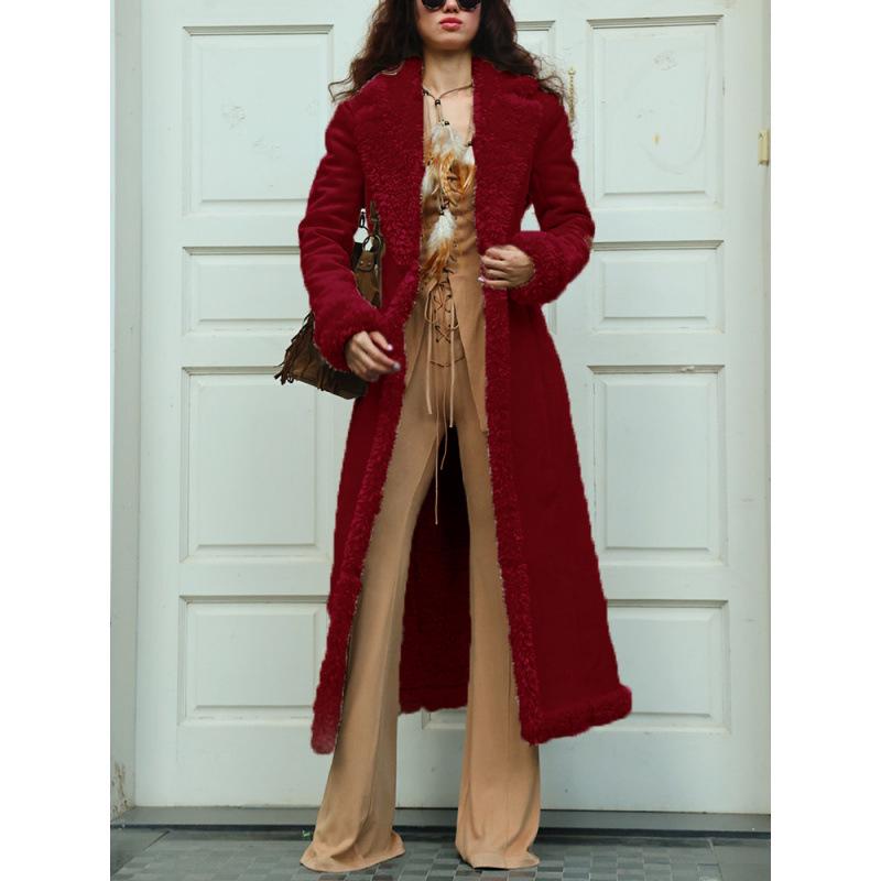 Eleganter, dicker Damenmantel in Unifarbe – extra lang und warm für Herbst/Winter