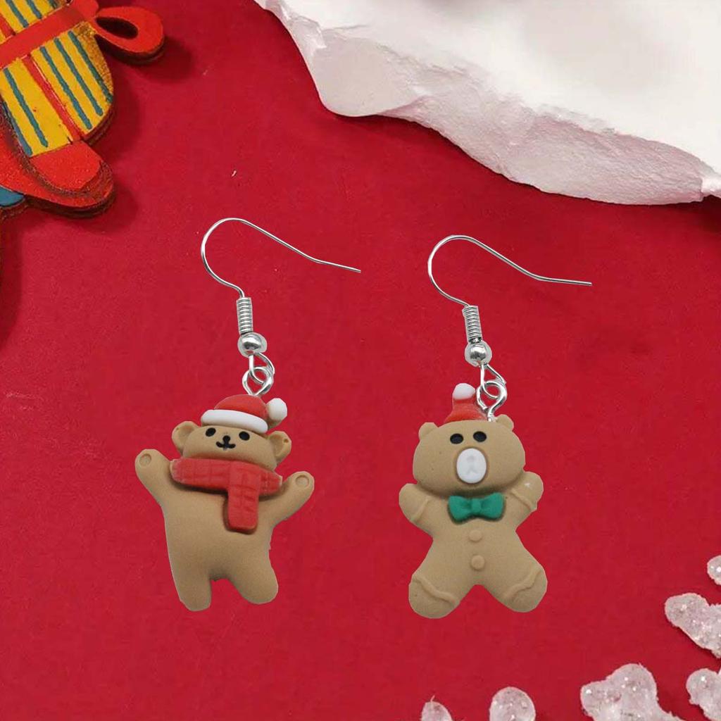1 Pair of Teddy Bear Earrings, Cute Earrings, Suitable for Wearing During Christmas