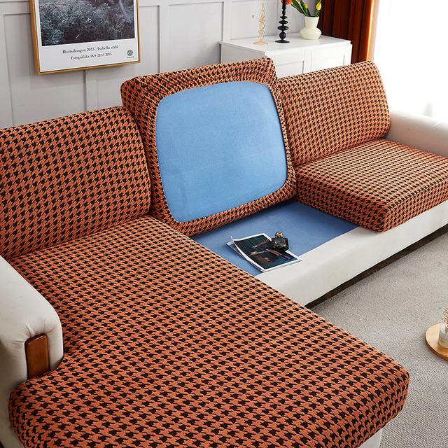 Thick Grid Jacquard Sofa Cushion Cover Slipcovers Elastic Sofa Seat Cover Sofa Seat Cushion Protector