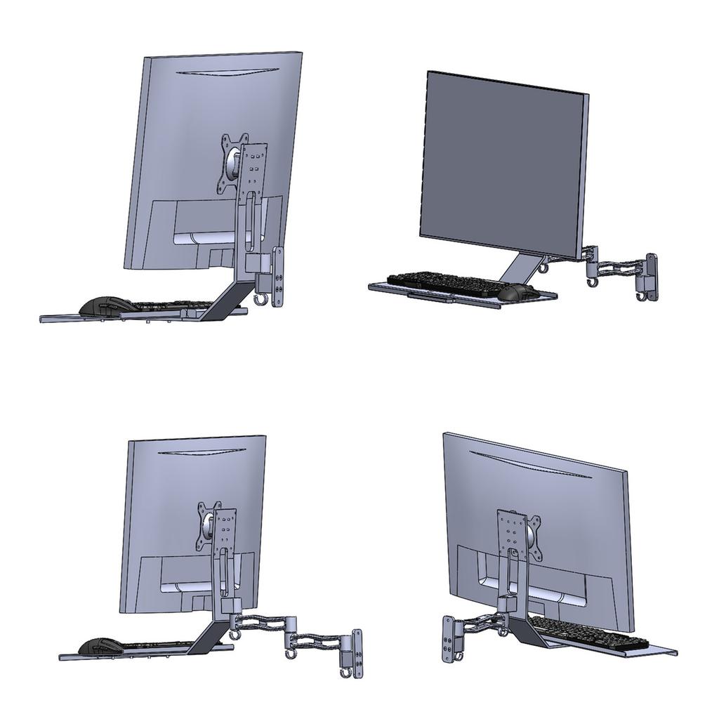 Display Keyboard Desk Mount Space Saving Adjustable Integrated Screen Mount with Keyboard Tray for Industry