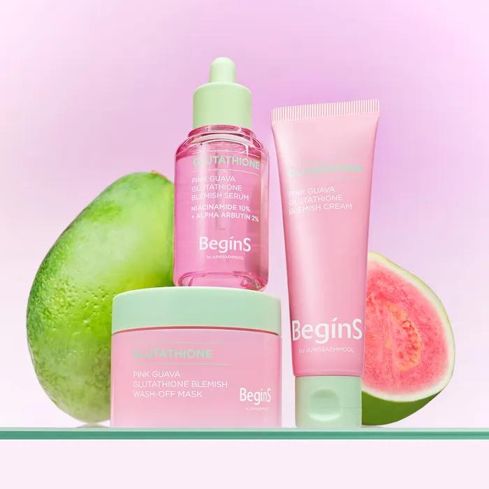 Begins by Jung Saem Mool Pink Guava Glutathione Trace Wash Off Mask (5ml Trace Cream Included)