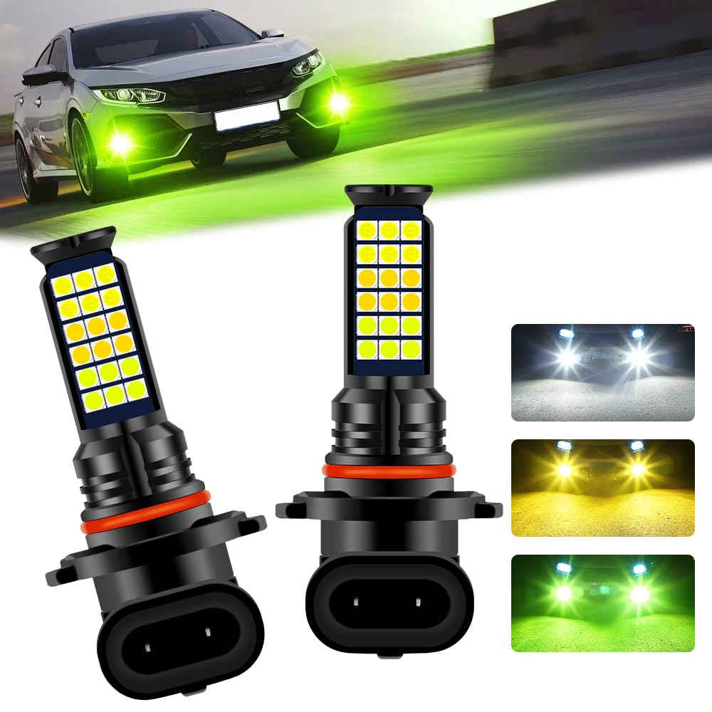 KaiDengZhe hb4/9006 LED Fog Lamp, 3 Color Switching, Pure White/Yellow/Lime Green, 36 Rows SMD