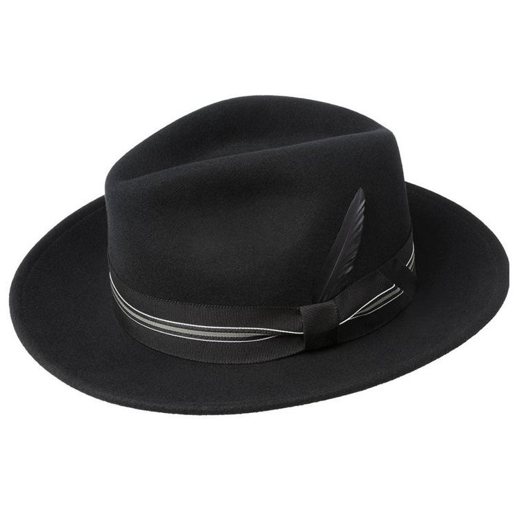 

Fashion Versatile Ribbon Decorative Wool Top Hat Vintage British Jazz Hat Pure Wool Fedora 60cm чорний