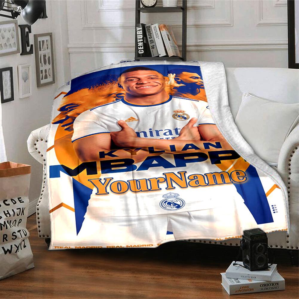 Mbappe Customize Your Name Blanket Multi-purpose Personalized Blanket Durable Comfort Great for Office Chair Living Room Home Decor Chair