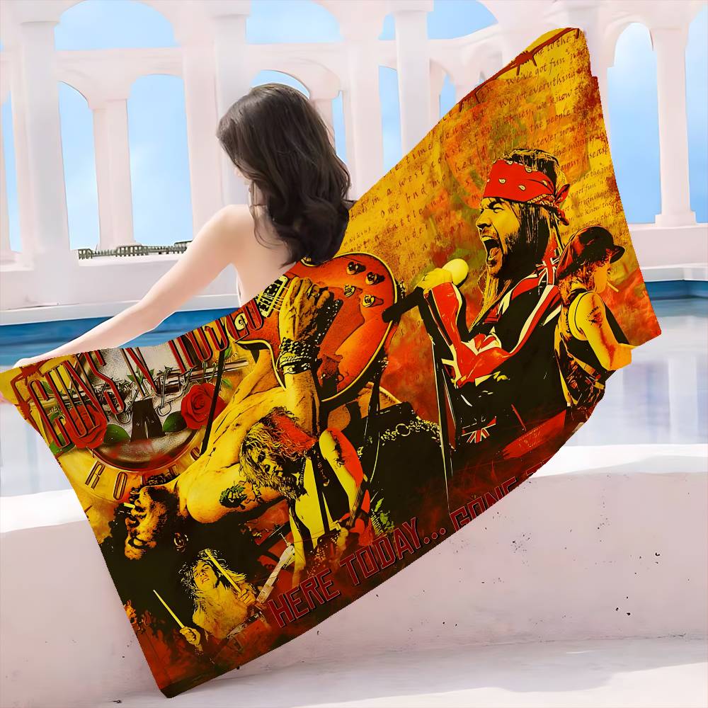 G-Guns N R-Roses Rock Anime Beach Swimming Towel Soft Absorbent Washcloth Children's Gifts for Kids Travel Camping Gym