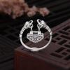 Adjustable Open Ring Men Women Vintage Geometric Design Electroplated Retro Statement Jewelry