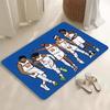 Basketballspieler Cartoon Fußmatte – Blaue Flanell rutschfest mit 4 Stilrichtungen Spielern, Eingangsbereich Küche Badezimmer Wohnzimmer
